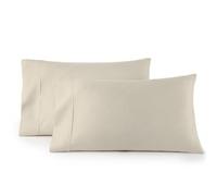 Linen Closet Luxury Cotton - Juego de 2 Fundas de Almohada estándar de algodón de 600 Hilos, Color Marfil