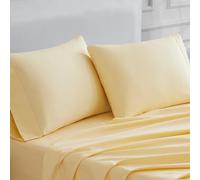 Linen Closet Luxury Cotton - Juego de 2 Fundas de Almohada estándar de percal de algodón de 400 Hilos, Color Amarillo Claro