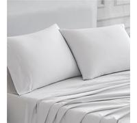 Linen Closet Luxury Cotton - Juego de 2 Fundas de Almohada estándar de percal de algodón de 400 Hilos, Color Gris Claro