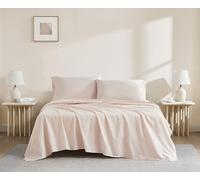 Linen Closet Luxury Cotton - Juego de sábanas de algodón orgánico de 144 Hilos, 3 Piezas, tamaño Individual, Color Rosa Claro