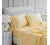 Linen Closet Ultimate - Juego de sábanas de percal Amarillo Claro para Cama Individual, 3 Piezas
