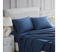 Linen Closet Ultimate - Juego de sábanas de percal tamaño King, 4 Piezas, Color Azul Marino