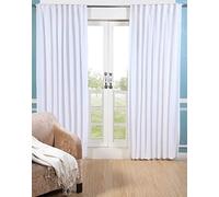 Linen Clubs Juego de 2 Cortinas 100% algodón Flameado Color Blanco, Paneles de Ventana de algodón con pestaña inversa, 50 x 63 Pulgadas, Lavable a máquina para un fácil Cuidado
