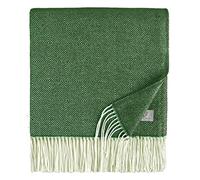 Linen & Cotton Muy Suave Ligera Manta de Lana con Franjas Diamond - 100% Lana Merino, Verde (140 x 200 cm) para Sala de Estar o Dormitorio Plaid para Sofa Cama Singolo Matrimonio Invierno o Verano