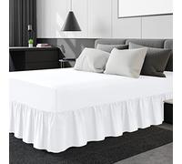 Linen Home Sábana bajera ajustable con volantes extraprofundos, de microfibra suave cepillada, fácil cuidado, no necesita planchado (tamaño King, color blanco)