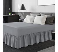 Linen Home Sábana bajera ajustable con volantes extraprofundos, sábana bajera ajustable de microfibra suave cepillada, fácil cuidado, no necesita planchado (tamaño King, color gris)