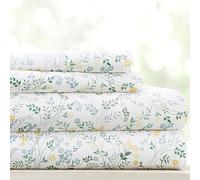 Linen Market Juego de sábanas de 4 Piezas con patrón de Flores Silvestres Ultra Suaves, Queen, Azul Claro, Gris Claro (IEH-4PC-WDF-QUEEN-LBLUE)