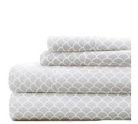 Linen Market Juego de sábanas Queen de 4 piezas (vieiras grises). Duerme mejor que nunca con estas sábanas ultrasuaves y refrescantes para tu cama de tamaño Queen, duerme profundo para colchones de 16