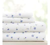 Linen Market LM Pattern 4PC Juego de sábanas con Fundas de Almohada, Microfibra, Azul Claro Floral Suave, Matrimonio Doble, 4