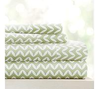 Linen Market LM Pattern 4PC Juego de sábanas, Microfibra, Chevron Salvia, Cama Individual