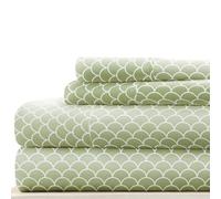 Linen Market Patrón LM 4 Piezas Juego de sábanas, Microfibra, Vieiras Salvia, Cama Individual