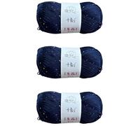 Linen Rayon Lyocell Blend - Hilo de lentejuelas, peso superfino (1), 5.29 onzas (3 hebras, 50 g/191 yardas por hebra), 11 azul marino