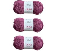 Linen Rayon Lyocell Blend - Hilo de lentejuelas, peso superfino (1), 5.29 onzas (3 hebras, 50 g/191 yardas por hebra), color morado 09