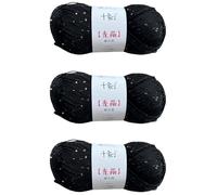 Linen Rayon Lyocell Blend - Hilo de lentejuelas, peso superfino (1), 5.29 onzas (3 hebras, 50 g/191 yardas por hebra), 12 negro