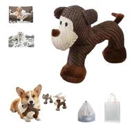 Linen Safari Companions Squeaky Dog Toys-Dog Toy with Squeaker，Durable、Linen Animals for Small Medium Big Dogs, Tough Chewers Dog Squeaky Toy for Boredom Relief&Interactive Play (coffee color)