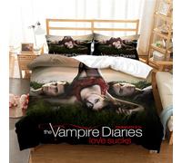 Linen The Vampire Diaries Juegos De Cama con Impresión Digital 3D con Funda De Almohada, Funda Nórdica, Juego De 3 Piezas De Microfibra Suave con Cierre ((150x200cm)-Cama de 90,TVD 02)