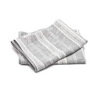 LinenMe Juego de 2 paños de Cocina de Grafito Multistripe Linen, 46 x 65 cm, Hecho en Europa, Ropa de baño, Ropa de Cama Europea, Lavado a máquina, Super Absorbente