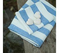 LinenMe Juego de Toallas de ba?o del Lino en Color Azul Modelo Philippe 2 Toallas Grandes y 2 Toallas de Mano, Hecho en Europa, Ropa de baño, Ropa de Cama Europea, Lavado a máquina, Super Absorbente