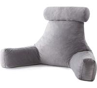 Linenspa Almohada de Lectura con Espuma Viscoelástica Triturada - Extra Grande - Cojín con respaldo perfecto para el apoyo lumbar, relajarse y leer - Funda suave de velour