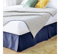 Linenspa - Falda Plisada de Microfibra de 35,56 cm, Resistente a Las Arrugas y a la decoloración, Lavable a máquina, fácil de Usar, Microfibra, Azul Marino, Matrimonio Doble