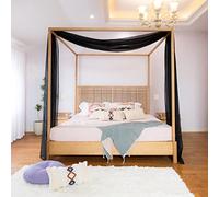 Linentalks Black Canopy Bed Curtains for Queen & Full Bed, Bed Canopy Scarf, Sheer Scarf Valance Canopy Bed Drapes, Four Post Bed Canopy Drapes, Canopy Bed Scarf 1 PC 52X228 Canopy Curtains
