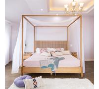 Linentalks - Pa uelo blanco para cama individual, lujoso y transparente, con cenefa, para cama con dosel, para cama con dosel, para cama con dose