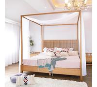 Linentalks White Canopy Bed Scarf for Queen & Full Bed, Luxury Queen Canopy Bed Curtains, White Canopy Bed Drapes, Four Post Bed Canopy Drapes, Sheer Bed Canopy Scarf 1 PC 52X228 Bed Tulle Canopy