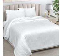 LINENWALAS Juego de sábanas de bambú 100% natural, 4 piezas, panel de ventana de diseño propio, sábana encimera y fundas de almohada (King, blanco)
