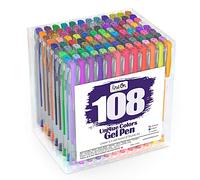 Lineon Juego de bolígrafos de gel de 108 colores para adultos, para libros de colorear, marcadores de arte