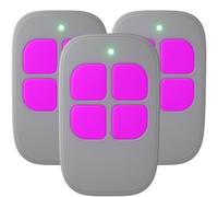 LINEOPS - 3 mandos a distancia para puerta compatible con SCS Sentinel AAM0084 AAM0085, AAM0094 ControlGate 433 Mhz - Pilas incluidas - 3 años - gris/rosa x3