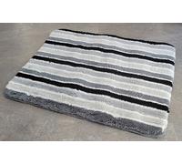 Lines Alfombra De Baño Tapete De Baño 55x65cm. Gris-Negro-Blanco. Rayas.