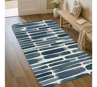Lines - Alfombra moderna y contemporánea con patrones de pincel, no azul marino, antideslizante, suave, resistente a las manchas, para baño, mesita de noche, entrada, puerta, decoración, 3 x 5 pies