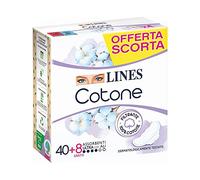 Lines - Compresas de algodón ultra absorbentes con alas, paquete de 40 + 8 unidades