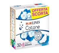 Lines Algodón Ultra Noche con Alas, Paquete de 40 Absorbentes