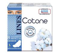 Lines Algodón Ultra Noche con Alas Paquete de 8 Absorbentes