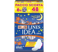 Lines Idea Ultra Noche con Alas, Paquete de 48 Absorbentes