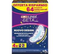 Lines Seda Ultra Absorbentes Ultra Noche con Alas, Paquete de escolta, Pack de 64 unidades