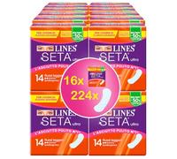 LINES Seda ultra flujos ligeros, 16 paquetes de 14 absorbentes (224 absorbentes)