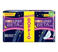 Lines Seta Ultra Compresas nocturnas con alas, paquete de 16