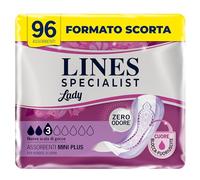 Lines Specialist Lady Mini Plus, Assorbenti per Incontinenza Donna, con Tecnologia Zero Odore e Barrera Laterali Protettive, Scorta Mensile, 6 Confezioni da 16 Unidades