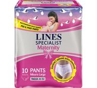 Lines Specialist Maternity - Bragas absorbentes post parte, talla L (95-125 cm), multicolor, 10 unidades