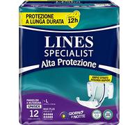 Lines Specialist Pañal de Braga Maxi Plus Alta Protección para Incontinencia Hombre Mujer Talla Grande Paquete de 12