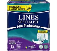 Lines Specialist Pañal de Braga Maxi Plus Alta Protección para Incontinencia Hombre Mujer Talla Mediana, Paquete de 12