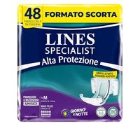 Lines Specialist Pañal de Braga Maxi Plus Alta Protección para Incontinencia Hombre Mujer Talla Media, Paquete de 48