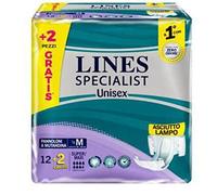 Lines Specialist - Pañal para incontinencia, unisex, talla M, 12 unidades