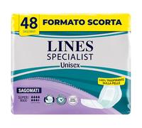 Lines Specialist, Pañales moldeados absorbentes para incontinencia mujer y hombre, 100% transpirables, cero olores, absorción alta, 4 paquetes de 12 unidades