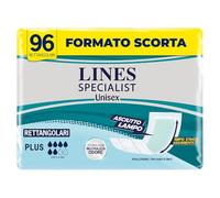 Lines Specialist Pañales rectangulares, pañales para incontinencia para mujer y hombre, secado con cremallera, tecnología neutraliza olores, absorción Plus, talla única, paquete de 96 unidades