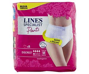 Lines Specialist Pants Discreet Assorbenti per Urina, Taglia M - 8 Pezzi