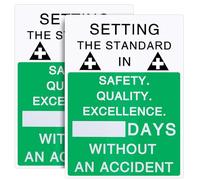 Lineshading 2 marcadores de seguridad de plástico de 20 x 14 pulgadas con texto en inglés "Write a Day" que establece el estándar en seguridad calidad excelencia días sin accidentes