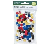 LINEX 400085350 - Cubo de material educativo para ejercicios de conteo, construcción y juegos, bolsa de plástico con 100 unidades En 5 colores, longitud de los bordes: 10 x 10 mm.